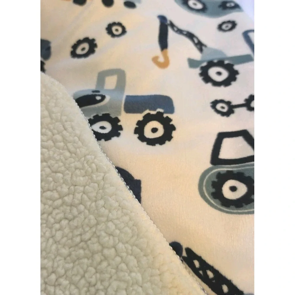 RN 119741 Blue White Construction Truck Baby Blanket Fleece SL Home Fashion SOFT